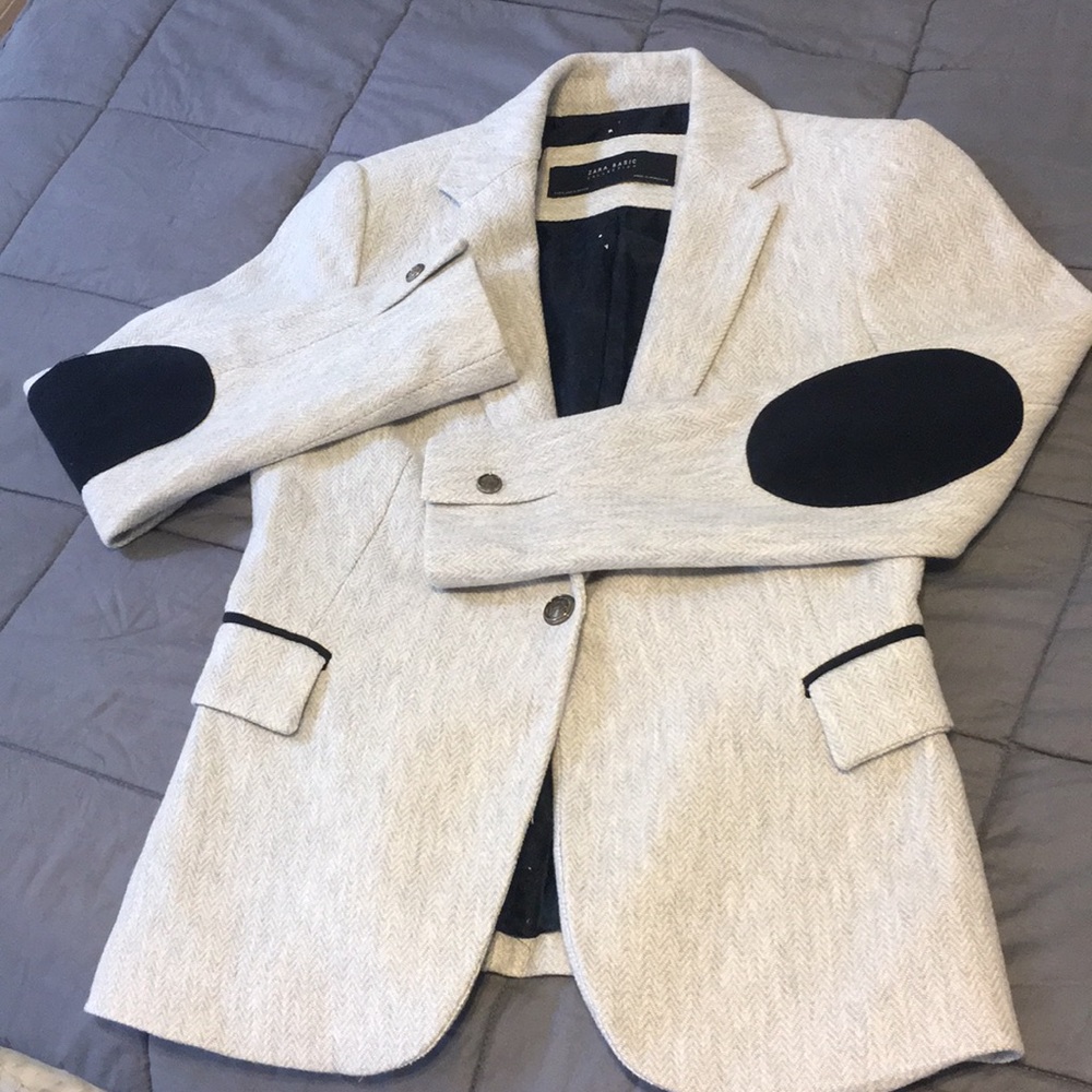 Zara tailored light grey wool sports jacket.